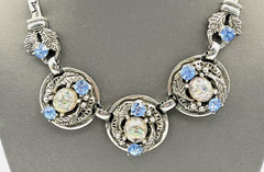 Selro Selini Necklace & Bracelet Set Unsigned Silver Tone Confetti Vintage