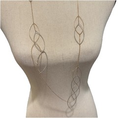 VTG. MODERNISTIC IRREGULAR ABSTRACT OVAL LINK 40″ NECKLACE Y2K