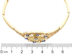 0.68Ct Sapphire, 0.15Ct Diamond, Seed Pearl and 18k Yellow Gold Bracelet