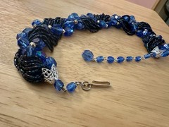 Vintage Deep Cobalt Blue Beaded Choker Necklace.