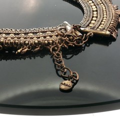 Rare Vintage Stella & Dot Egyptian Revival Necklace • Gold‑Tone Statement Bib