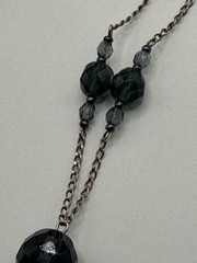 Sterling Silver Glass Blue Gray Bead Y Drop Necklace Lariat Italy 925 9.6 gram