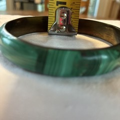 Vintage Malachite And Brass Bangle Bracelet