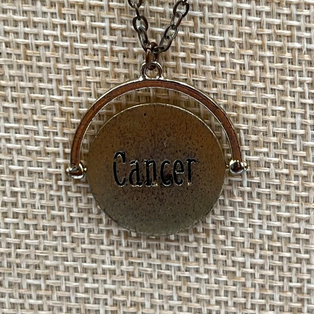 VTG Bronze Tone Cancer Zodiac Spinner Pendant Necklace Crystal Constellation