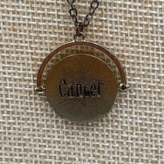VTG Bronze Tone Cancer Zodiac Spinner Pendant Necklace Crystal Constellation