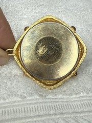 Vintage Revlon Gold Tone Red Glass Perfume Poison Locket Pendant Necklace