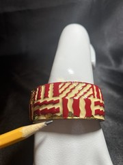Vintage Lanvin Paris Couture Runway Red, Cream and Gold Enamel Bracelet-RARE!