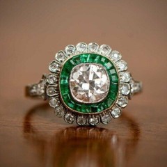 2CT Lab-Created Diamond ” FLORAL ” Vintage Engagement Ring 14K 2-Tone Gold Over