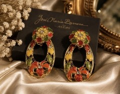 Vintage José Maria Barrera for Avon Convertible Floral Enamel Clip Earrings