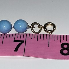 Vintage Marbled Plastic Round Bead Bracelet Sky Blue Classic Everyday N14