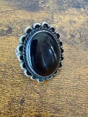 Vintage Silver and Black Gem Ring