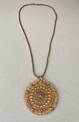 Yves Saint Laurent Vintage Medallion necklace Aztec Style Gilt *YSL Mark* Rare!