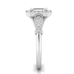 Emerald Cut Lab Created Diamond Art Deco Style Wedding Ring 14k White Gold FN