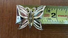 Gold Tone Metal & Enamel Butterfly Brooch Vintage Costume Jewelry READ