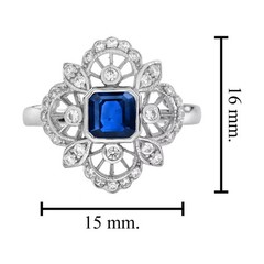 3.15Ct Art Deco Lab-Created Diamond Blue Sapphire Wedding 14k White Gold FN Ring