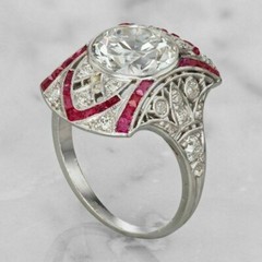 Vintage Art Deco Lab Created Diamond Engagement & Wedding 925 Silver Gifted Ring