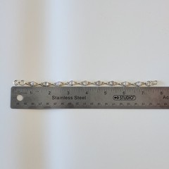925 Sterling Silver White Moonstone Link Bracelet Minimalist Boho Artisan 7.75in