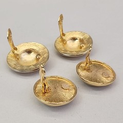 Vintage Imitation Pearl Clip On Earrings Lot of 2 Pebbled Cream Gold Tone Large