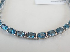 New Sterling Silver 925 Natural Heated London Blue Topaz Tennis Bracelet Fits 7″