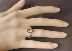 Vintage Platinum Engagement Ring 2.34ct.Natural Champagne Radiant Diamond GIA