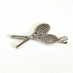 Vintage 925 Sterling Silver Tennis Racket Sports Themed Pendant