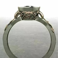 Art Deco Style Round Lab Created Diamond14k White Gold FN Pretty Engagement Ring