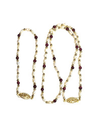 Vintage Genuine Rice Pearls & Almandine Garnet Beaded Necklace & Bracelet Set