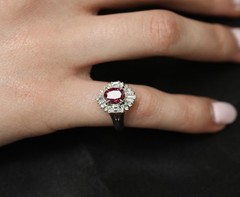 Fine 1.22ct GIA Certified Ruby & 0.54ct Diamond Platinum Ring, Size 4.75
