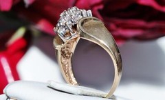 10k yellow gold ring 0.30ct natural diamond sz 5 cocktail handmade vintage 3gr