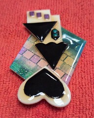 Vintage House Pins by Lucinda Black & White Home & Heart in Sky Pin / Brooch