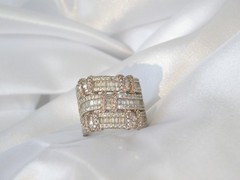 Sterling Silver 925 Large Baguette Gemstone Chunky Statement Band Ring Size 6