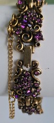 VTG Hollycraft Amethyst Purple Rhinestone Bracelet Gold Tone Signed 1950s