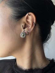 VINTAGE Cameo Seed Pearl Rhinestone Clip-on Earrings Victorian/Edwardian Revival