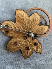 Vintage Renoir Matisse Copper Enamel Leaf Swirl Pin