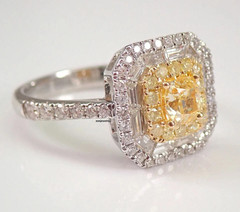 2Ct Cushion Lab-Created Yellow Citrine Halo Engagement Ring 14K White Gold Over