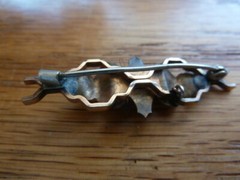 Victorian Pink Gold Toned Metal Clear Stone Brooch Pin Jewelry Easter Gift