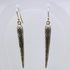 Vintage 90s Sterling Silver 925 Geometric Tribal Tattoo Dangle Earrings Thailand