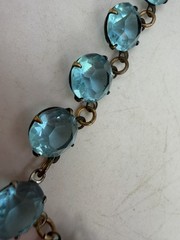 Vintage Necklace Art Deco Light Blue Round Glass Open Back Bezel 15 in PJ