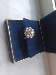 Funky 1950s Midcentury 14K White Gold Diamond Cluster Vintage Dome Cocktail Ring