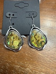 Vintage Abalone Medallion Silver Collar And Earrings