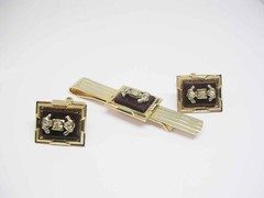 Vintage Cufflinks Tie Bar Set Mid Century Men Formal Wear Jewelry