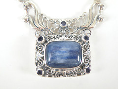 Sterling Silver 925 Natural Kyanite Iolite Art Nouveau Style Necklace 18″