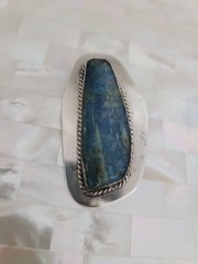 Vintage Modernist 935 Sterling Silver Natural Lapis Lazuli Pendant/Brooch 2-1/8″