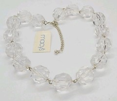 Clear Lucite Disco Ball Necklace Silver tone Art Deco Link Chunky Macy’s 21 in