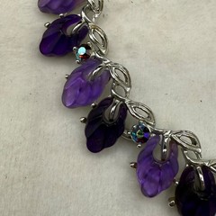 Vintage Thermoset Necklace Purple Rhinestone Special Piece Adjustable 17”