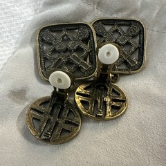 Heidi Daus Crystal Rhinestone Square Dangle Clip-On Earring Signed