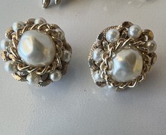 VTG 7 Pair Mixed Lot ClipOn Earrings Faux Pearl Metal Gold Silver Japan