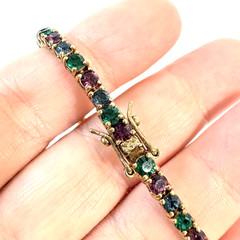 Vintage Joan Rivers Tennis Bracelet Blue Green Purple Swarovski Crystal 7 1/2″