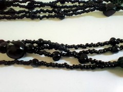 Antique Victorian French Jet Glass Mourning Beads Necklace 41′ Long