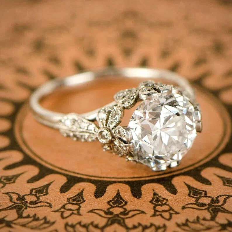 3.50Ct Art Deco Style Lab Created Diamond Anniversary 14K White Gold Finish Ring
